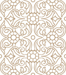 Vintage Vector hand-drawn seamless pattern with ethnic floral ornament.