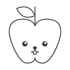 apple character kawaii comic vector illustration design
