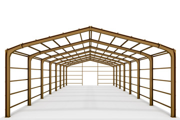 Steel skeleton of a hall, 3d illustration