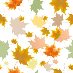 Seamless background pattern of autumn leaves. Falling Leaves