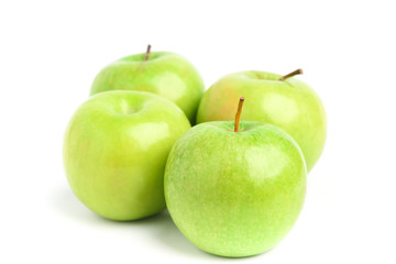 Green apple fruit on white background