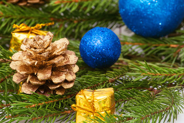 New Year, cones, Christmas balls, Christmas