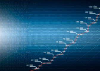 the graph on blue and black background