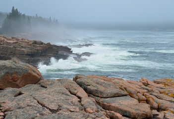 Acadia National Park as a tropical storm passes