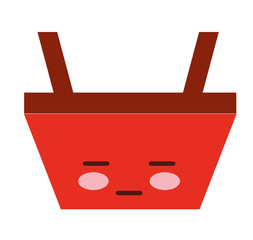 shopping basket character kawaii style vector illustration design