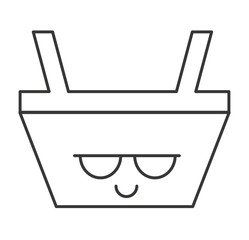 shopping basket character kawaii style vector illustration design