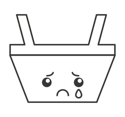 shopping basket character kawaii style vector illustration design