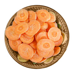 Sliced carrot slices in a bowl