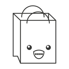 shopping bag character kawaii style vector illustration design