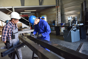 Metalwork student training in workshop