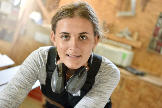 Portrait of carpentry apprentice