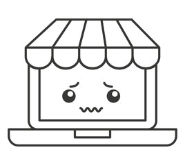 laptop ecommerce character kawaii vector illustration design