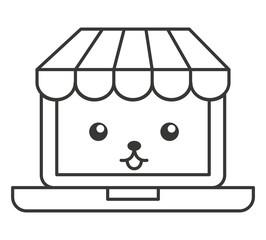laptop ecommerce character kawaii vector illustration design