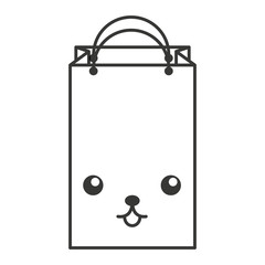 shopping bag character kawaii style vector illustration design