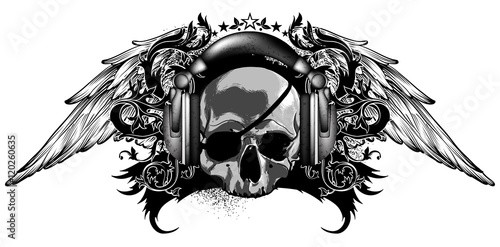 "skull with headphones" Stock image and royalty-free vector files on Fotolia.com - Pic 120260635