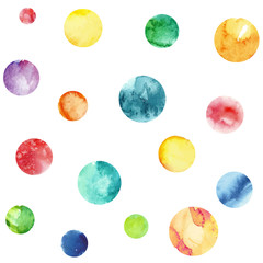 Seamless vector pattern with multicolored watercolor circles