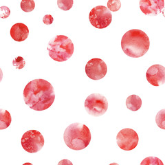 Seamless vector pattern with red watercolor circles