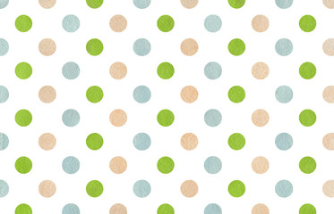 Watercolor beige, green and blue polka dot background.