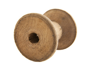 old wooden spool for threads