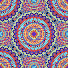 Ornate floral seamless texture, endless pattern with vintage mandala elements.