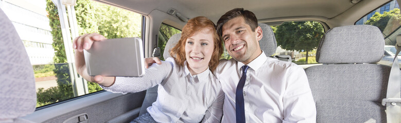 Making selfie in a taxicab