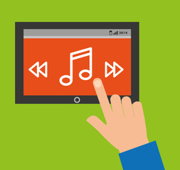 hand human user music player vector illustration design