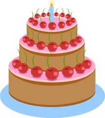 Illustration of Sweet Chocolate Birthday Cake