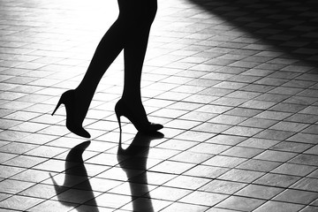 Female legs in fashionable shoes
