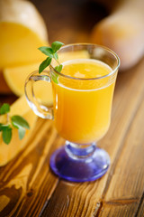 Fresh pumpkin juice in a glass