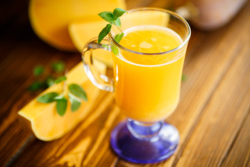 Fresh pumpkin juice in a glass
