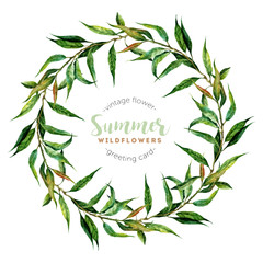 Hand drawn watercolor willow wreath - 120266694
