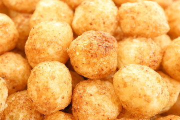 Rice Balls, Snack pattern, snack texture with selective focus (Asian Snack in cuttlefish flavour)