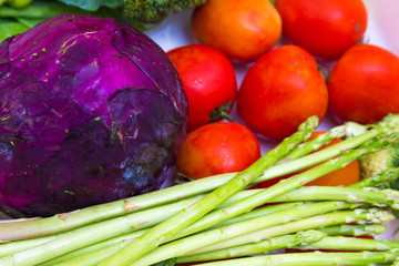 Variety many color of fresh vegatables