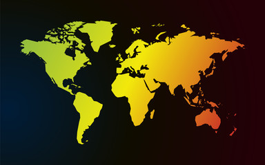 Fototapeta na wymiar color gradient map of world dark background