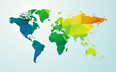modern map of world color geometric shape background