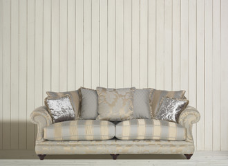 Traditional Coil Sprung Sofa Chair in Wainscot, rustic wooden room
