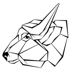 bull head vector illustration style heometryk profile