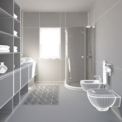 3D interior rendering a modern bathroom