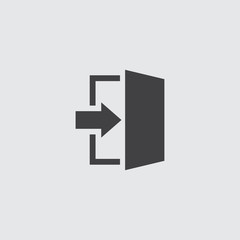 Exit Icon in a flat design in black color. Vector illustration eps10