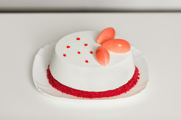 Beautiful tasty cake with berries close-up