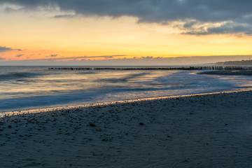 The Baltic sea coast in Zelenogradsk, Russia. Early in the morning.