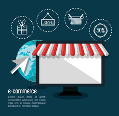 electronic commerce flat line icons vector illustration design