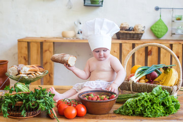 little baby in the cook costume