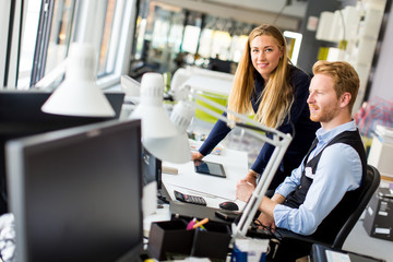 Young business people in the room