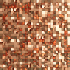 Abstract texture from golden cubes, 3d render