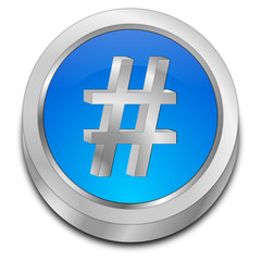Hashtag Button - 3D illustration