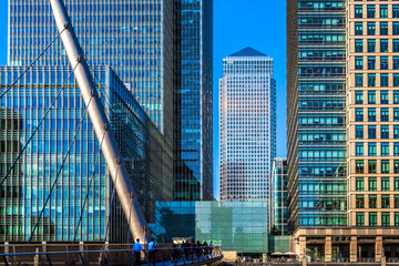 South Quay footbridge in Canary Wharf, financial district of London