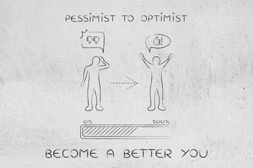 pessimist to optimist: changing attitude, progress bar & comic b