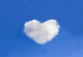 Cloud with heart shapes on blue sky background
