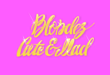 a golden calligraphy text on pink background